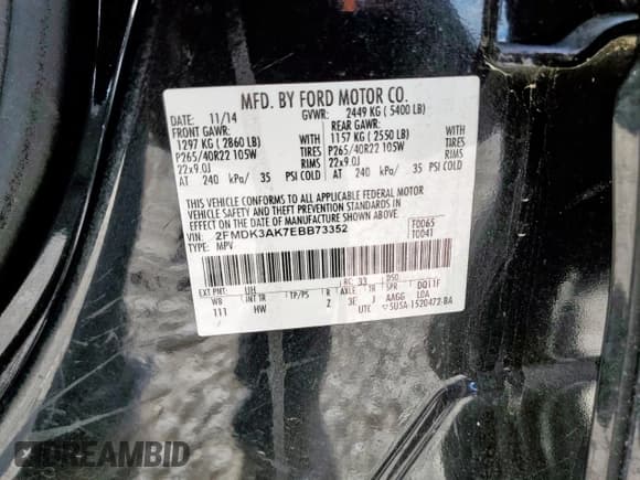 ✅ 2014 Ford Edge Sport • VIN: 2FMDK3AK7EBB73352 • Лот: 84613975. Опубликован ранее на Copart с пробегом 215 728 миль. Бесплатный доступ к архиву аукционных продаж из США и подробный отчёт об истории автомобиля на DreamBid. Изображение 13.