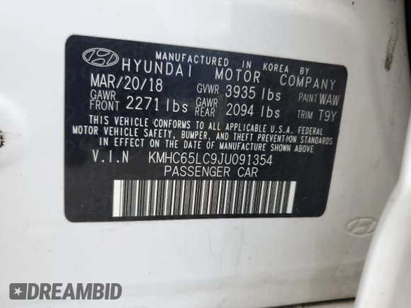 ✅ 2018 Hyundai Ioniq Blue • VIN: KMHC65LC9JU091354 • Lot: 49430715. Wystawiony na Copart z przebiegiem 91 555 mil. Bezpłatny archiwum sprzedaży aukcyjnych z USA i szczegółowy raport historii pojazdu na DreamBid. Zdjęcie 12.