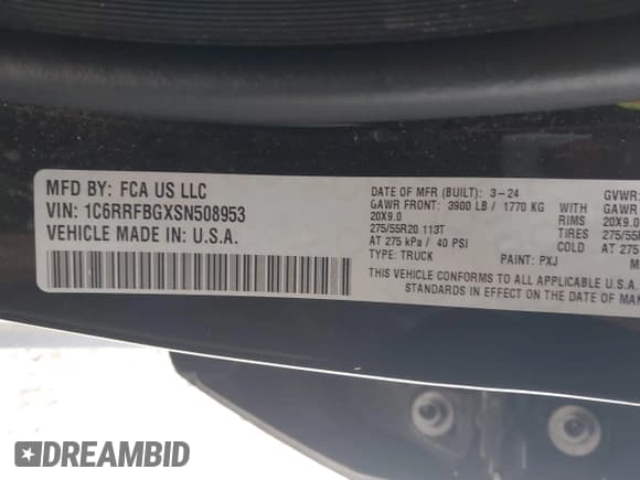 ✅ 2025 Ram 1500 Big Horn • VIN: 1C6RRFBGXSN508953 • Lot: 43518070. Wystawiony na IAAI z przebiegiem 16 370 mil. Bezpłatny archiwum sprzedaży aukcyjnych z USA i szczegółowy raport historii pojazdu na DreamBid. Zdjęcie 9.