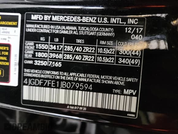 ✅ 2018 Mercedes-Benz GLS 63 AMG • VIN: 4JGDF7FE1JB079594 • Лот: 64139285. Опубликован ранее на Copart с пробегом 81 830 миль. Бесплатный доступ к архиву аукционных продаж из США и подробный отчёт об истории автомобиля на DreamBid. Изображение 13.