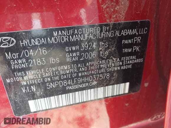 ✅ 2017 Hyundai Elantra Value Edition • VIN: 5NPD84LF9HH037578 • Lot: 43385960. Listed on IAAI with 109,688 mi. Free auction sales archive from the USA and detailed vehicle history report at DreamBid. Image 9.