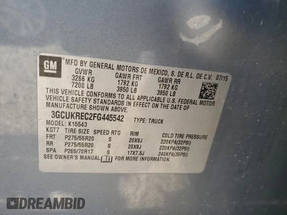 2015 Chevrolet Silverado 1500 LT с VIN 3GCUKREC2FG445542, выставлен на аукционе Copart как лот 69774885 с пробегом 187 186 миль миль и Чистый • Clean title. История ставок и продаж доступна на DreamBid. Изображение 12.