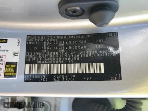 ✅ 2023 Toyota Corolla Cross XLE • VIN: 7MUDAAAG0PV048708 • Lot: 71272525. Listed on Copart with 30,141 mi. Free auction sales archive from the USA and detailed vehicle history report at DreamBid. Image 12.