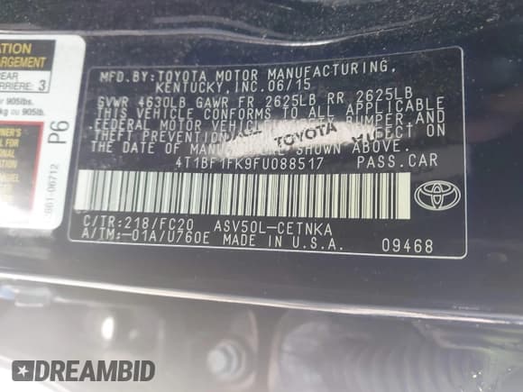 ✅ 2015 Toyota Camry XLE • VIN: 4T1BF1FK9FU088517 • Lot: 43652795. Wystawiony na IAAI z przebiegiem 183 268 mil. Bezpłatny archiwum sprzedaży aukcyjnych z USA i szczegółowy raport historii pojazdu na DreamBid. Zdjęcie 9.