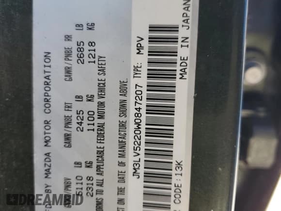 ✅ 1998 Mazda MPV • VIN: JM3LV5220W0847207 • Lot: 82082354. Wystawiony na Copart z przebiegiem 212 943 mil. Bezpłatny archiwum sprzedaży aukcyjnych z USA i szczegółowy raport historii pojazdu na DreamBid. Zdjęcie 14.