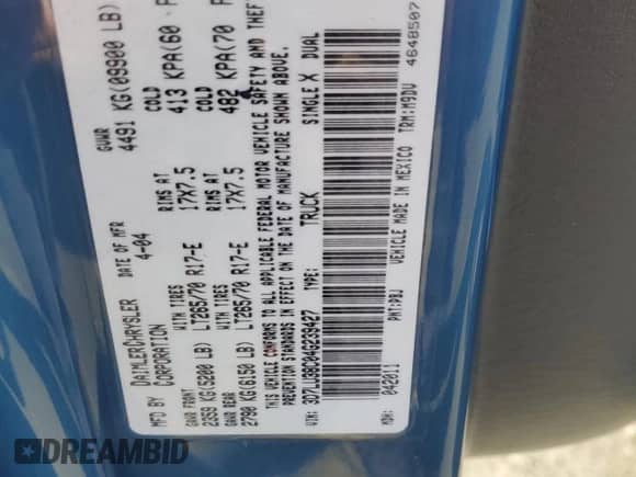 2004 Dodge 3500 ST with VIN 3D7LU38C04G239427, listed as a Copart auction lot 81480305 with 225,157 mi miles and Clean title. Bid and sale history available at DreamBid. Image 12.