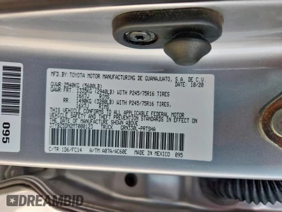 ✅ 2021 Toyota Tacoma SR5 • VIN: 3TYBZ5DN2MT000123 • Lot: 84049645. Listed on Copart with 48,815 mi. Free auction sales archive from the USA and detailed vehicle history report at DreamBid. Image 12.