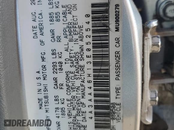 ✅ 2003 Mitsubishi Galant ES • VIN: 4A3AA46H13E052540 • Lot: 77560984. Wystawiony na Copart z przebiegiem 89 173 mil. Bezpłatny archiwum sprzedaży aukcyjnych z USA i szczegółowy raport historii pojazdu na DreamBid. Zdjęcie 12.