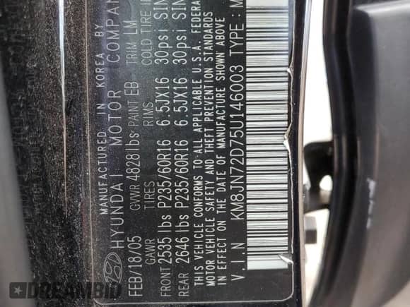 ✅ 2005 Hyundai Tucson GLS • VIN: KM8JN72D75U146003 • Lot: 85738764. Wystawiony na Copart z przebiegiem 226 899 mil mil. Skorzystaj z bezpłatnego archiwum sprzedaży aukcyjnych z USA i zobacz szczegółowy raport historii pojazdu na DreamBid. Zdjęcie 15.