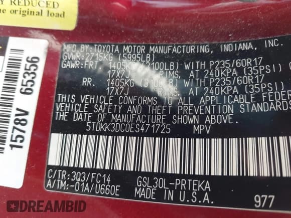 ✅ 2014 Toyota Sienna LE AAS • VIN: 5TDKK3DC0ES471725 • Lot: 43061361. Listed on IAAI with 194,913 mi. Free auction sales archive from the USA and detailed vehicle history report at DreamBid. Image 9.