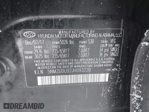 ✅ 2018 Hyundai Santa Fe 2.4L • VIN: 5NMZUDLB2JH093220 • Lot: 41222731. Listed on IAAI with 78,844 mi. Free auction sales archive from the USA and detailed vehicle history report at DreamBid. Image 9.