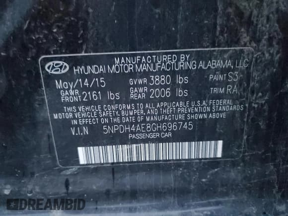 ✅ 2016 Hyundai Elantra SE • VIN: 5NPDH4AE8GH696745 • Lot: 82062635. Listed on Copart with 111,533 mi. Free auction sales archive from the USA and detailed vehicle history report at DreamBid. Image 13.