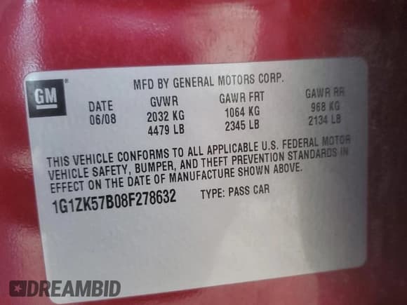 ✅ 2008 Chevrolet Malibu LTZ • VIN: 1G1ZK57B08F278632 • Lot: 78582374. Listed on Copart with 195,085 mi. Free auction sales archive from the USA and detailed vehicle history report at DreamBid. Image 15.