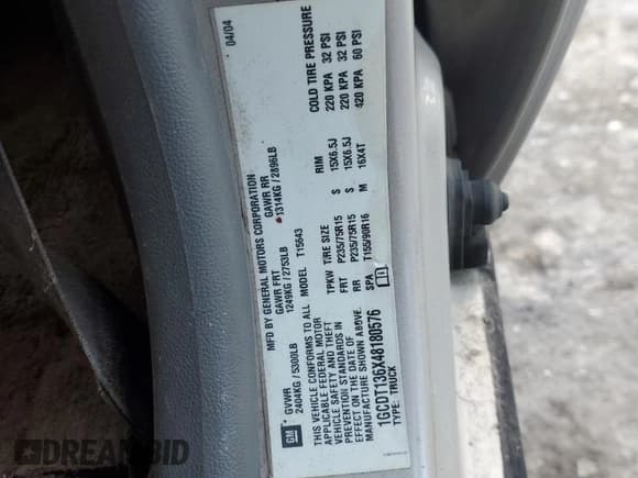 ✅ 2004 Chevrolet Colorado 1SB LS Z85 • VIN: 1GCDT136X48180576 • Лот: 45935625. Опубликован ранее на Copart с пробегом 140 228 миль. Бесплатный доступ к архиву аукционных продаж из США и подробный отчёт об истории автомобиля на DreamBid. Изображение 12.