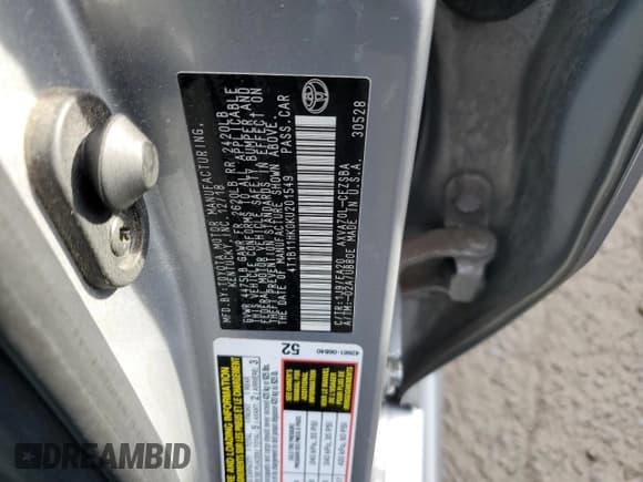 ✅ 2019 Toyota Camry SE • VIN: 4T1B11HK0KU201549 • Lot: 68880145. Listed on Copart with 85,400 mi. Free auction sales archive from the USA and detailed vehicle history report at DreamBid. Image 12.