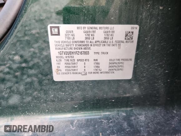 ✅ 2015 GMC Sierra 1500 SLE • VIN: 1GTV2UEH1FZ167803 • Лот: 85782765. Опубликован ранее на Copart с пробегом 200 241 миль. Бесплатный доступ к архиву аукционных продаж из США и подробный отчёт об истории автомобиля на DreamBid. Изображение 12.