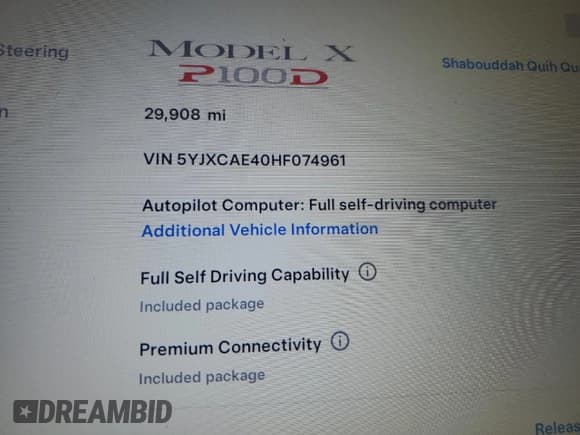 ✅ 2017 Tesla Model X P90D • VIN: 5YJXCAE40HF074961 • Lot: 52598084. Listed on Copart with Not provided. Free auction sales archive from the USA and detailed vehicle history report at DreamBid. Image 9.