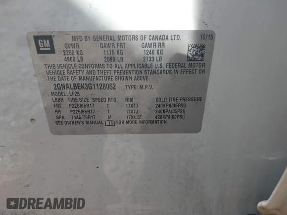 ✅ 2016 Chevrolet Equinox LS • VIN: 2GNALBEK3G1128062 • Лот: 43439560. Опубликован ранее на IAAI с пробегом 118 317 миль. Бесплатный доступ к архиву аукционных продаж из США и подробный отчёт об истории автомобиля на DreamBid. Изображение 9.