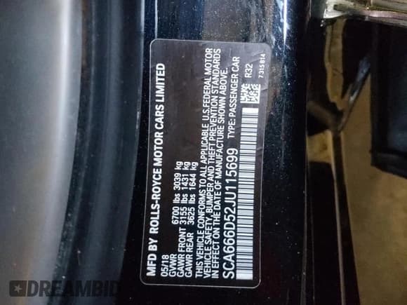 ✅ 2018 Rolls-Royce Dawn • VIN: SCA666D52JU115699 • Lot: 69805365. Wystawiony na Copart z przebiegiem 16 474 mil. Bezpłatny archiwum sprzedaży aukcyjnych z USA i szczegółowy raport historii pojazdu na DreamBid. Zdjęcie 12.
