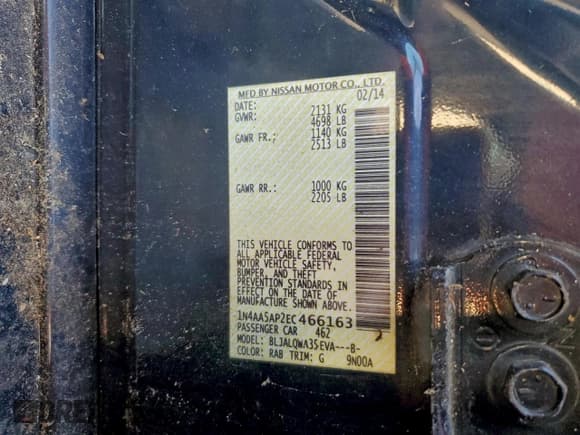 ✅ 2014 Nissan Maxima SV • VIN: 1N4AA5AP2EC466163 • Лот: 95261765. Опубликован ранее на Copart с пробегом Не указан. Бесплатный доступ к архиву аукционных продаж из США и подробный отчёт об истории автомобиля на DreamBid. Изображение 12.