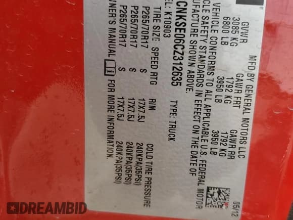 ✅ 2012 Chevrolet Silverado 1500 LT • VIN: 1GCNKSE06CZ312635 • Lot: 52331805. Listed on Copart with 171,583 mi. Free auction sales archive from the USA and detailed vehicle history report at DreamBid. Image 12.