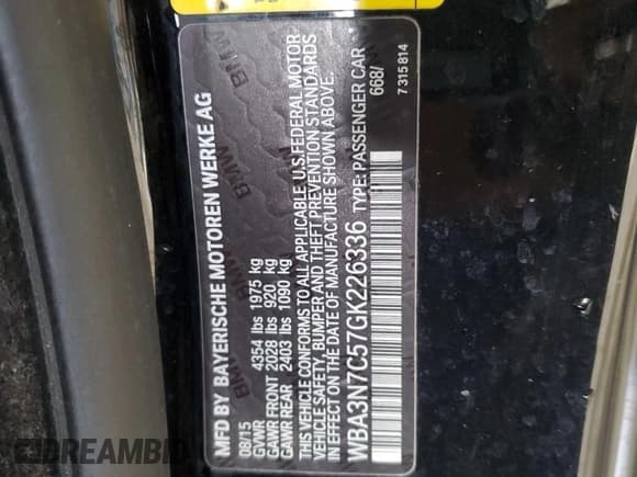 ✅ 2016 BMW 4 Series 428i • VIN: WBA3N7C57GK226336 • Lot: 80679545. Listed on Copart with 154,013 mi. Free auction sales archive from the USA and detailed vehicle history report at DreamBid. Image 12.