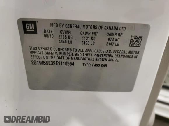 ✅ 2014 Chevrolet Impala LT • VIN: 2G1WB5E39E1110554 • Lot: 87414035. Listed on Copart with 151,244 mi. Free auction sales archive from the USA and detailed vehicle history report at DreamBid. Image 12.