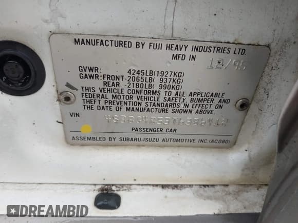 ✅ 1996 Subaru Legacy Outback • VIN: 4S3BG4853T6386412 • Лот: 42205625. Опубликован ранее на IAAI с пробегом 257 433 миль. Бесплатный доступ к архиву аукционных продаж из США и подробный отчёт об истории автомобиля на DreamBid. Изображение 9.
