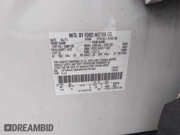 ✅ 2011 Ford Explorer • VIN: 1FMHK7B84BGA79168 • Lot: 42792068. Wystawiony na IAAI z przebiegiem 108 369 mil. Bezpłatny archiwum sprzedaży aukcyjnych z USA i szczegółowy raport historii pojazdu na DreamBid. Zdjęcie 9.