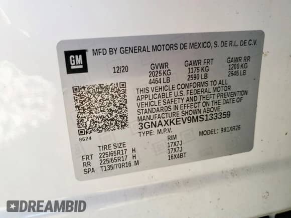 2021 Chevrolet Equinox LT с VIN 3GNAXKEV9MS133359, выставлен на аукционе Copart как лот 85529275 с пробегом 84 332 миль миль и Чистый • Clean title. История ставок и продаж доступна на DreamBid. Изображение 13.