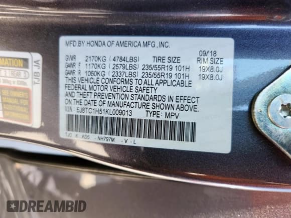 ✅ 2019 Acura RDX Technology • VIN: 5J8TC1H51KL009013 • Лот: 62792895. Опубликован ранее на Copart с пробегом 74 495 миль. Бесплатный доступ к архиву аукционных продаж из США и подробный отчёт об истории автомобиля на DreamBid. Изображение 14.