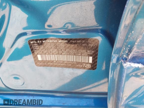 ✅ 2024 Mitsubishi Mirage Black Edition • VIN: ML32AWHJ9RH006256 • Lot: 41887802. Listed on IAAI with 5,396 mi. Free auction sales archive from the USA and detailed vehicle history report at DreamBid. Image 9.