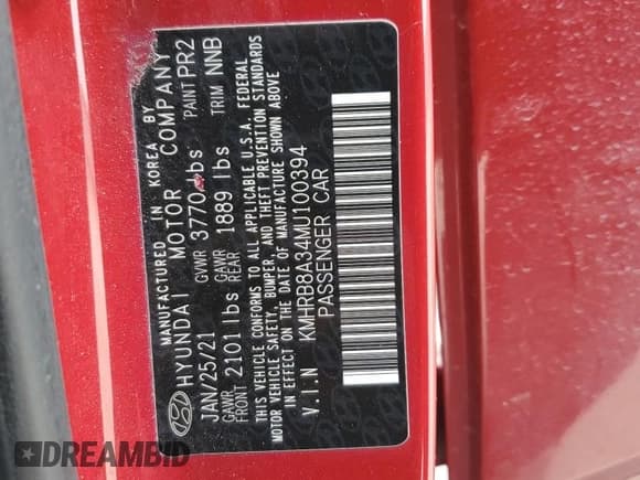 ✅ 2021 Hyundai Venue SE • VIN: KMHRB8A34MU100394 • Lot: 42834705. Listed on Copart with 61,087 mi. Free auction sales archive from the USA and detailed vehicle history report at DreamBid. Image 12.