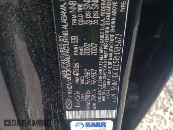 2024 Hyundai Tucson SEL with VIN 5NMJBCDE5RH385672, listed as a Copart auction lot 50835655 with 20,684 mi miles and Salvage title. Bid and sale history available at DreamBid. Image 13.