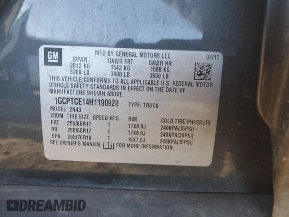 ✅ 2017 Chevrolet Colorado 4WD LT • VIN: 1GCPTCE14H1190920 • Lot: 87473724. Listed on Copart with Not provided. Free auction sales archive from the USA and detailed vehicle history report at DreamBid. Image 12.