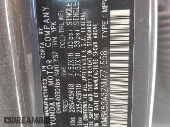 ✅ 2022 Hyundai Kona Limited • VIN: KM8K53A32NU771558 • Лот: 76175074. Опубликован ранее на Copart с пробегом 21 023 миль. Бесплатный доступ к архиву аукционных продаж из США и подробный отчёт об истории автомобиля на DreamBid. Изображение 14.