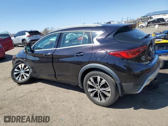✅ 2018 Infiniti QX30 Essential • VIN: SJKCH5CR2JA058312 • Lot: 50995565. Listed on Copart with 107,460 mi. Free auction sales archive from the USA and detailed vehicle history report at DreamBid. Image 2.