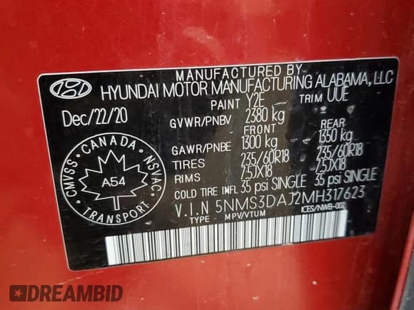 ✅ 2021 Hyundai Santa Fe SEL • VIN: 5NMS3DAJ2MH317623 • Лот: 56670595. Опубликован ранее на Copart с пробегом 58 945 миль. Бесплатный доступ к архиву аукционных продаж из США и подробный отчёт об истории автомобиля на DreamBid. Изображение 13.