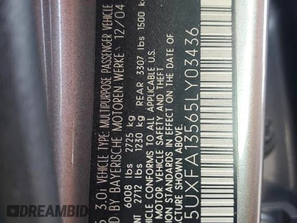 ✅ 2005 BMW X5 3.0i • VIN: 5UXFA13565LY03436 • Лот: 67423595. Опубликован ранее на Copart с пробегом 151 248 миль. Бесплатный доступ к архиву аукционных продаж из США и подробный отчёт об истории автомобиля на DreamBid. Изображение 14.