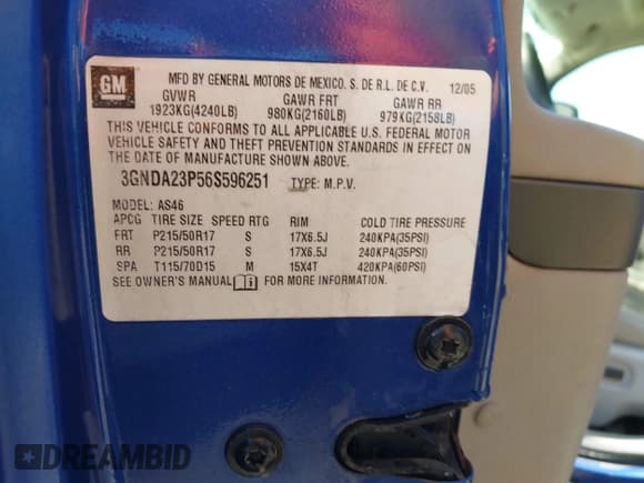 ✅ 2006 Chevrolet HHR LT • VIN: 3GNDA23P56S596251 • Lot: 41972504. Listed on IAAI with 137,601 mi. Free auction sales archive from the USA and detailed vehicle history report at DreamBid. Image 9.