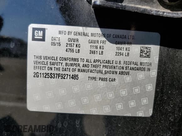 ✅ 2015 Chevrolet Impala LT • VIN: 2G1125S37F9271485 • Лот: 71071654. Опубликован ранее на Copart с пробегом 113 846 миль. Бесплатный доступ к архиву аукционных продаж из США и подробный отчёт об истории автомобиля на DreamBid. Изображение 12.