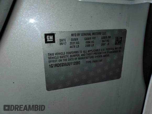 ✅ 2018 Chevrolet Volt Premier • VIN: 1G1RD6S59JU112080 • Lot: 79179993. Wystawiony na Copart z przebiegiem 166 435 mil. Bezpłatny archiwum sprzedaży aukcyjnych z USA i szczegółowy raport historii pojazdu na DreamBid. Zdjęcie 12.