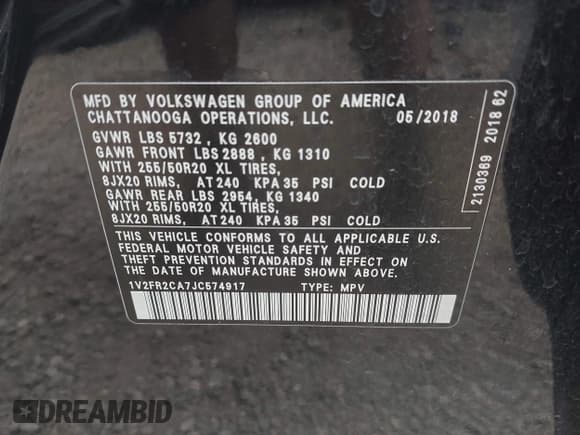 ✅ 2018 Volkswagen Atlas SE • VIN: 1V2FR2CA7JC574917 • Lot: 42421002. Wystawiony na IAAI z przebiegiem 89 538 mil. Bezpłatny archiwum sprzedaży aukcyjnych z USA i szczegółowy raport historii pojazdu na DreamBid. Zdjęcie 9.