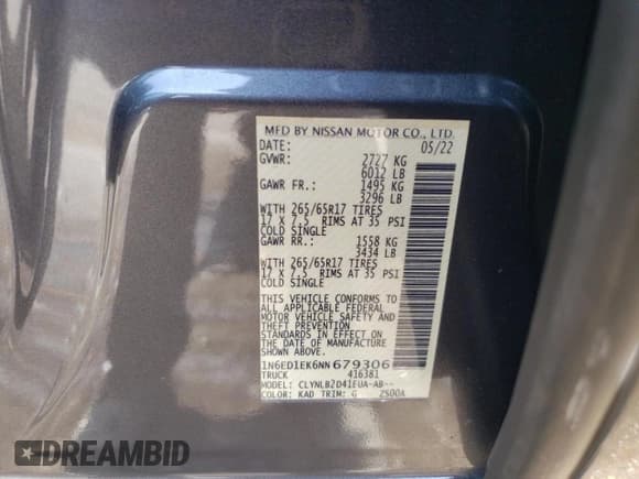 ✅ 2022 Nissan Frontier SV • VIN: 1N6ED1EK6NN679306 • Лот: 62645985. Опубликован ранее на Copart с пробегом 37 330 миль. Бесплатный доступ к архиву аукционных продаж из США и подробный отчёт об истории автомобиля на DreamBid. Изображение 12.