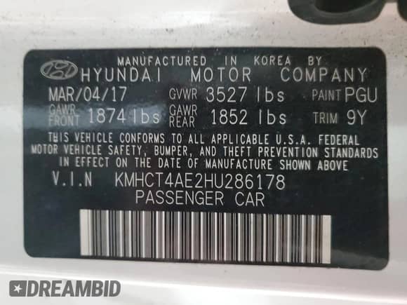 2017 Hyundai Accent SE z VIN KMHCT4AE2HU286178, wystawiony jako Copart lot #81285335 z przebiegiem 109 228 mil mil oraz Czysty tytuł • Clean title. Historia ofert i sprzedaży dostępna na DreamBid. Obrazek 13.