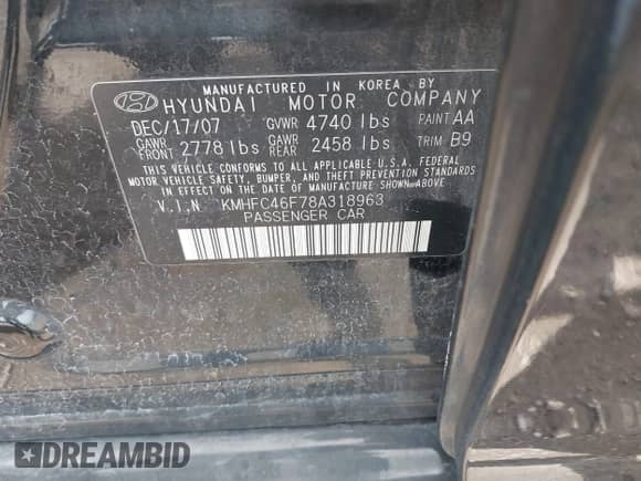 2008 Hyundai Azera Limited с VIN KMHFC46F78A318963, выставлен на аукционе IAAI как лот 42130920 с пробегом 104 412 миль миль и . История ставок и продаж доступна на DreamBid. Изображение 9.