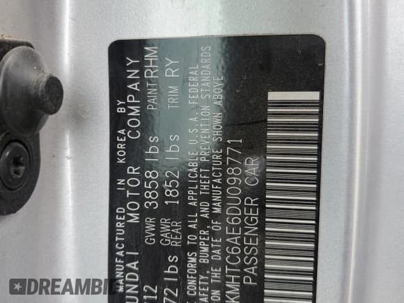 ✅ 2013 Hyundai Veloster Turbo • VIN: KMHTC6AE6DU098771 • Лот: 56451364. Опубликован ранее на Copart с пробегом 86 039 миль. Бесплатный доступ к архиву аукционных продаж из США и подробный отчёт об истории автомобиля на DreamBid. Изображение 12.