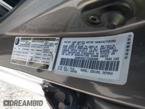 ✅ 2007 Toyota Corolla S • VIN: 1NXBR32E17Z926088 • Лот: 43270270. Опубликован ранее на IAAI с пробегом 253 613 миль. Бесплатный доступ к архиву аукционных продаж из США и подробный отчёт об истории автомобиля на DreamBid. Изображение 9.