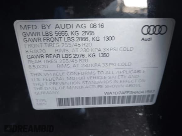 ✅ 2017 Audi Q5 Premium Plus • VIN: WA1D7AFP3HA041567 • Lot: 41866078. Listed on IAAI with 86,879 mi. Free auction sales archive from the USA and detailed vehicle history report at DreamBid. Image 9.