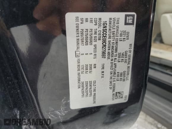 ✅ 2012 Chevrolet Tahoe LTZ • VIN: 1GNSCCE08CR279697 • Lot: 79423014. Listed on Copart with 217,990 mi. Free auction sales archive from the USA and detailed vehicle history report at DreamBid. Image 15.